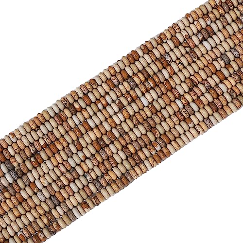 Natural Brown Picture Disk Stone Beads 4x2mm 160pcs Rondelle Loose Semi Gemstone Beads for Jewelry Making Design (160 Count)