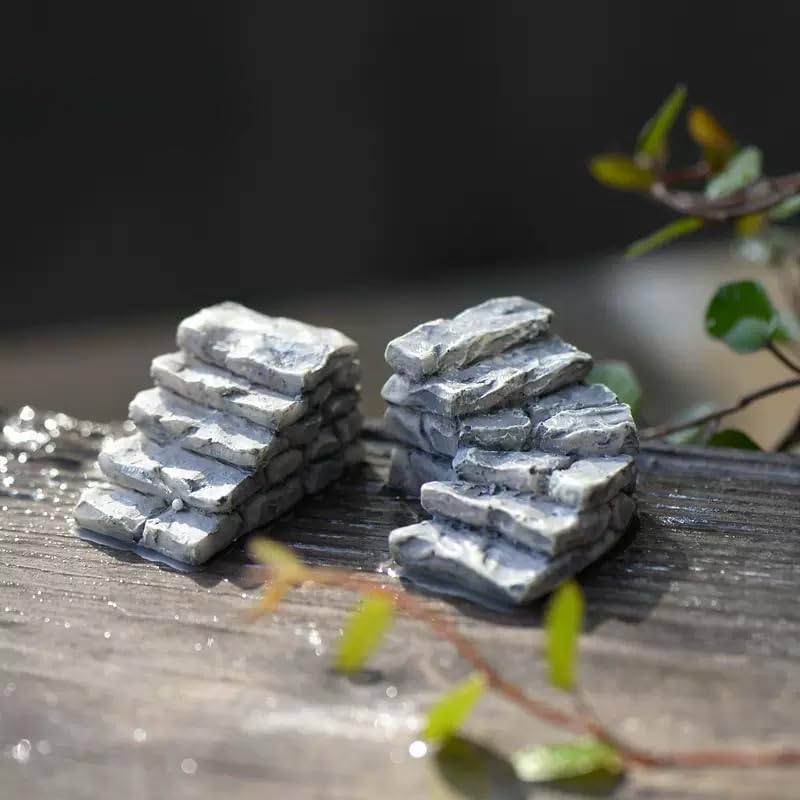2 Pcs Curved Stone Steps Miniature Fairy Garden Accessories (2 Count)