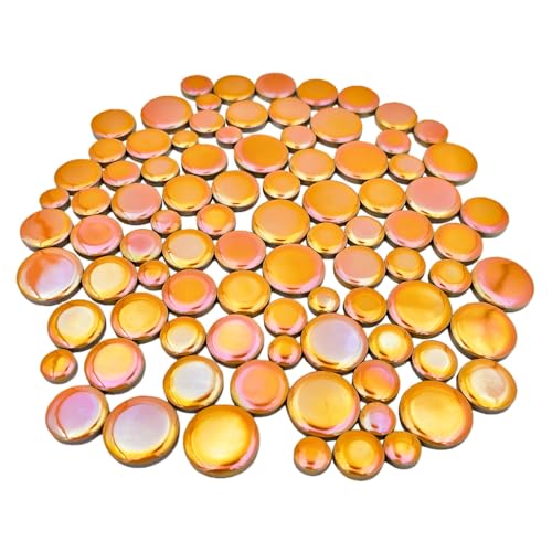 200g Iridescent Round Mosaic Tiles for Crafts Bulk (90 Count)