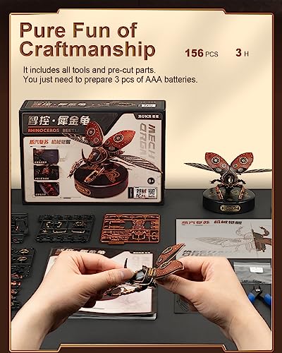 3D Puzzles for Adults Electric Insect Metal Model Building Kit Desk Toys Hobby Kit for Adults Gift for Teens (156 Count)