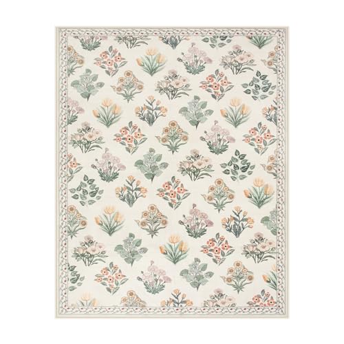 Floral Washable 8x10 Area Rugs (80 Sq Ft)