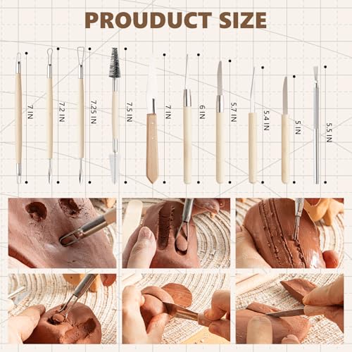 22PCS Wooden Pottery Sculpting Tools
