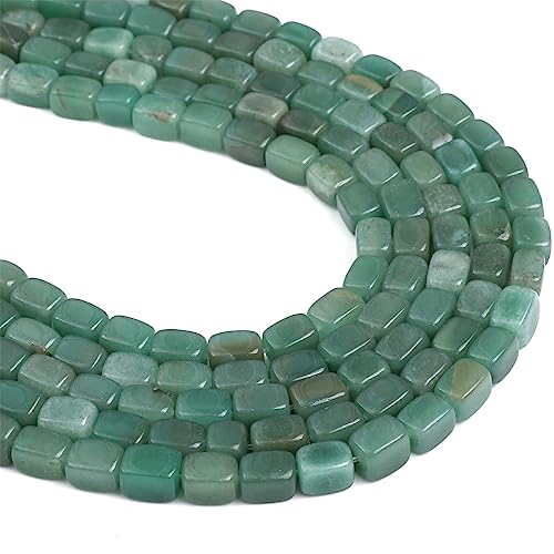 Natural Green Aventurine Cuboid Stone Loose Semi Gemstone Beads for Jewelry Making 8mmx12mm 38cm (33 Count)