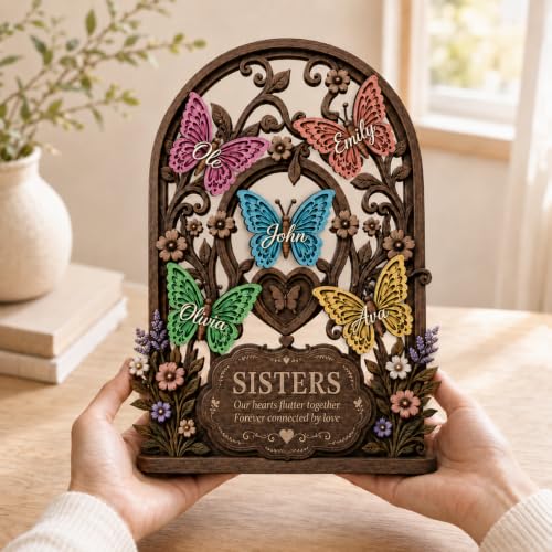 Personalized Sisters Butterfly Wooden Sign