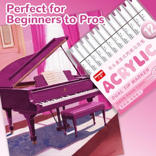 12 Pink Dual Tip Acrylic Paint Markers (12 Count)