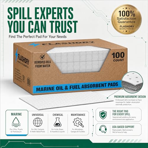 Marine Oil Spill Absorbent Boat Pads (100 Count)