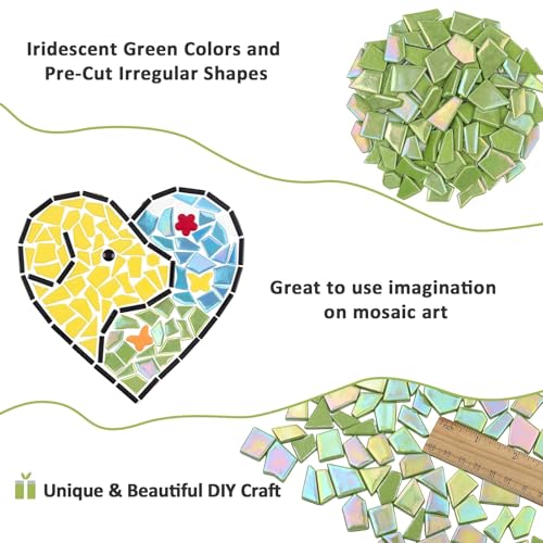 Iridescent Glass Mosaic Tiles for Crafts Bulk (7.05 Ounce)