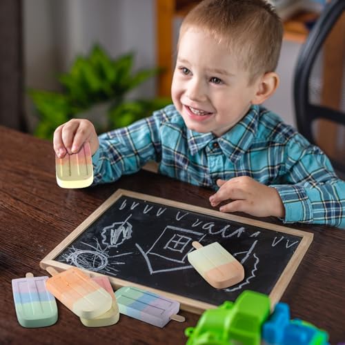 48 Pcs Ice Cream Sidewalk Chalk Set Multicolor Party Favors Bulk Washable Safe Outdoor Chalk for Kids Adults Fun Summer Playground Outdoor Activities Painting on Chalkboard Blackboard (48 Count)
