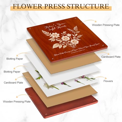 Large Flower Press Kit for Adults with Designed Cover and DIY Album