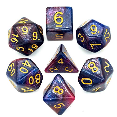 7 Die DND Dice Set Polyhedral Dice Set with a Leather Dice Bag (7 Count)