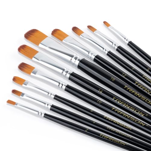 Synthetic Filbert Paint Brush Set 10pcs for Acrylic Watercolor Gouache Art Painting and Body Craft Painting (10 Count)