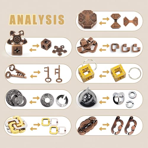 9 Piece Metal Brain Teaser Puzzle Set (9 Count)
