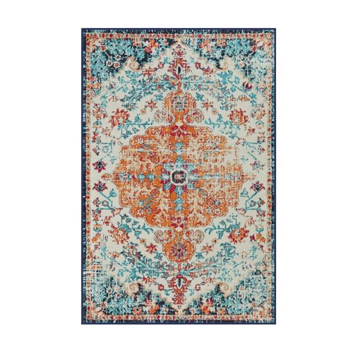 Reine Orange 6x9 Area Rugs Boho Washable Area Rug for Bedroom