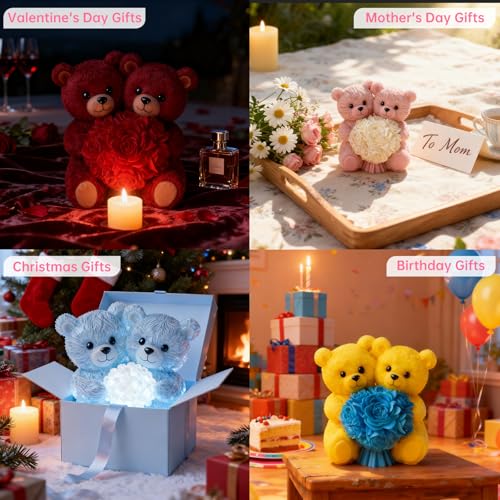3D Bear Silicone Mold with Flower