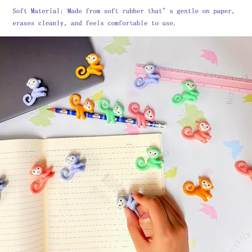 50PCS Cute Fun Monkey Top Erasers for Kids Bulk (50 Count)