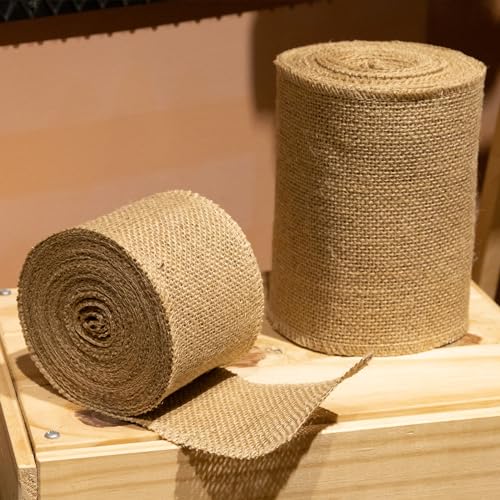6 Inch Natural Burlap Ribbon 10 Yards (2 Count)