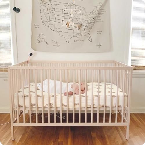 Organic Crib Sheets Fitted Crib Mattress Sheet 2 Pack 52x28 Inches 100% Muslin Cotton for Baby Girls & Boys (2 Count)