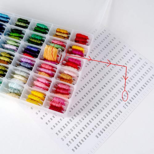 120 Pieces Plastic Floss Bobbins with 36 Grids Embroidery Floss Cross Stitch Organizer Box