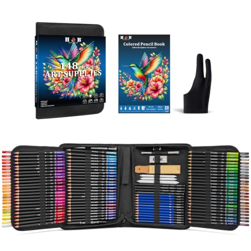 148PCS Drawing Kit Colored Pencils Set for Adults with Sketchbook