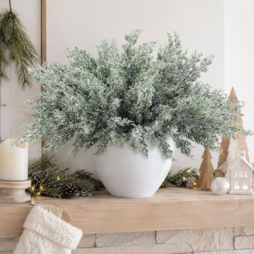15 Packs 16.5 Inches Artificial Christmas Snow Pine Branches (15 Count)