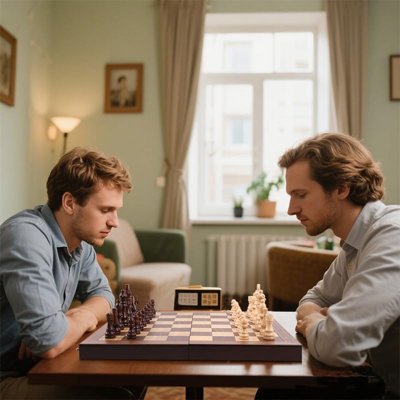 Magnetic Wooden Chess Set 15'' Folding Chess Board