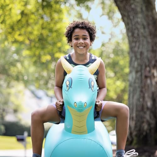 Hop N Go Inflatable Blue Dragon Bouncy Riding