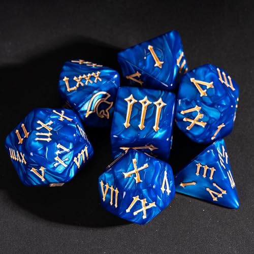 7 Die DND Dice Set Polyhedral Dice Set with a Leather Dice Bag (7 Count)