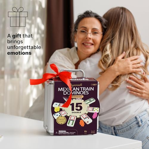 Mexican Train Dominoes Set Double 15 for Adults and Family