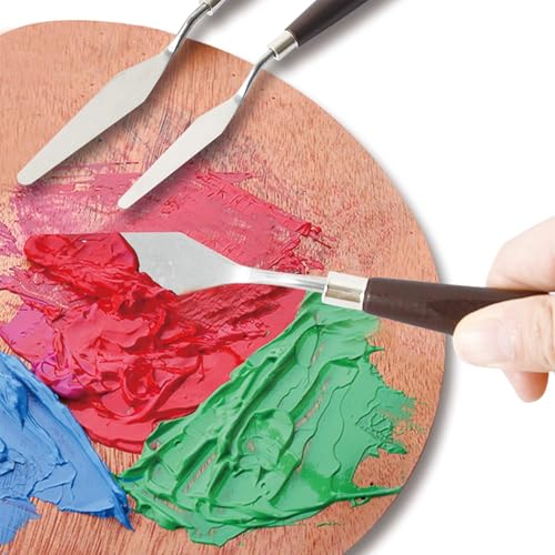 5 Pcs Palette Knife Painting with 3 Plastic Scrapers (5 Count)