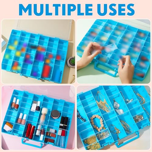 2 Pcs 48 Grids Plastic Bead Organizer Box with Divider (2 Count)