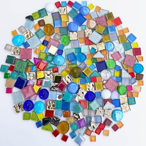 1.1 LB Irregular Glass Mosaic Tiles for Creative Crafts (17.6 Ounce)