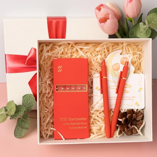 6 Pcs Red Ink Pens for Journaling 0.5mm Fine Point Red Gel Ink Pens (6 Count)