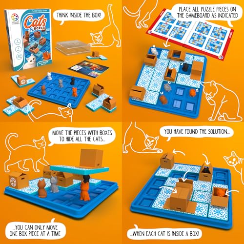 Cats & Boxes Logic Puzzle Game with 60 Challenges for Ages 7+
