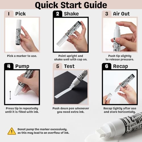 6 White Car Window Markers Washable for Auto