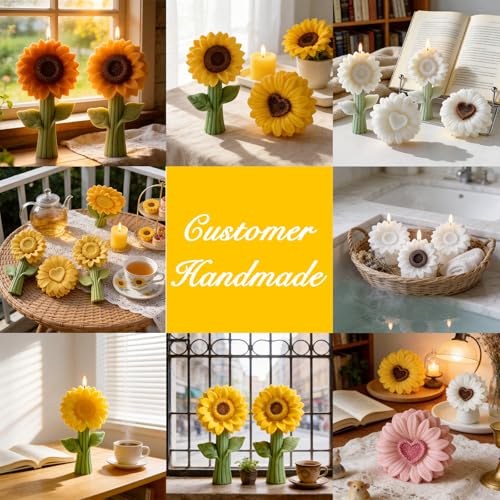 2PCS 3D Sunflower Candle Silicone Mold for Candle DIY Soap Resin Craft