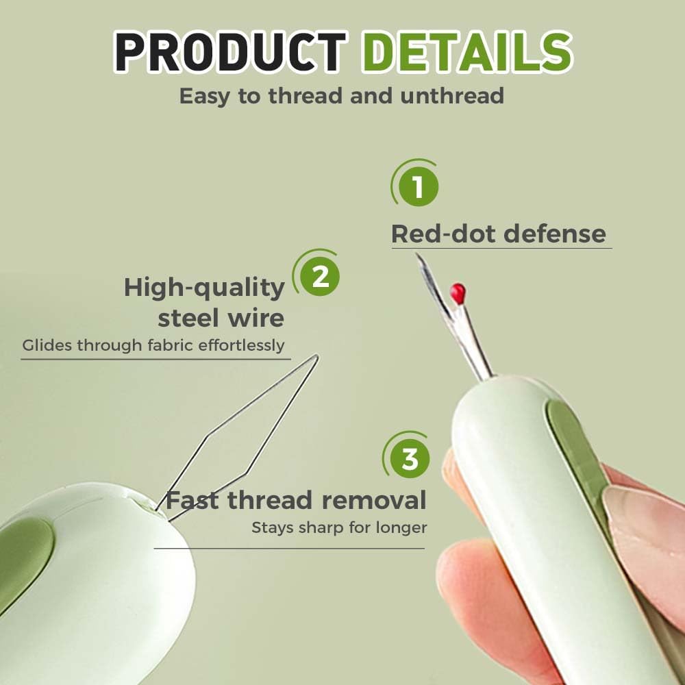 2 in 1 Needle Threader Seam Ripper, Upgraded Sewing Kit Tool for Needle Threading and Seam Removal, Quilting Stitching Supplies for Elderly and Sewing Enthusiasts (Orange)
