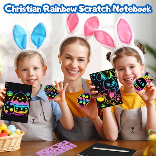24 Pack Rainbow Scratch Notebook Art Party Favors for Kids