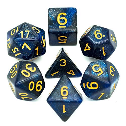7 Die DND Dice Set Polyhedral Dice Set with a Leather Dice Bag (7 Count)