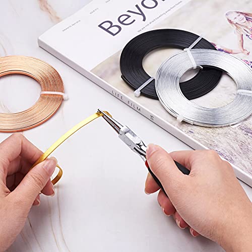 65Ft 4 Colors Aluminum Flat Wire 3mm Wide Bendable Metal Craft Wire Strip 18 Gauge with Side Cutting Plier for Bezel Sculpting Armature Jewelry Making Gem Metal Wrap