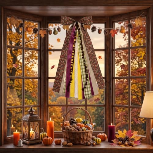 Large Fall Ribbon Bow for Wreath