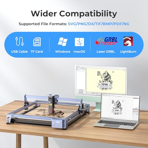 10W Laser Engraver Machine with Honeycomb Laser Bed 500x500