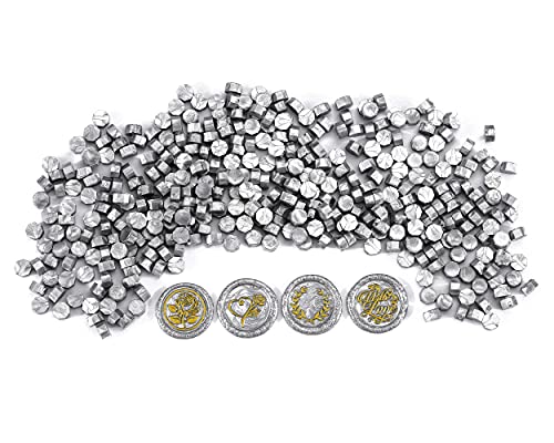 360 Pcs Silver Octagon Sealing Wax Beads for Wax Seal Stamp with 4 Candles and 1pcs Melting Spoon (360 Count)