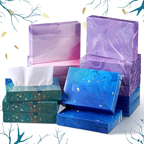 24 Packs 960 Sheets Tissue Cube Car Facial Boxes Disposable Facial Travel Tissues Holder Soft Watercolor Boxes 2 Ply 40 Sheets for Wedding Household Car Kitchen Bathroom (960 Count)