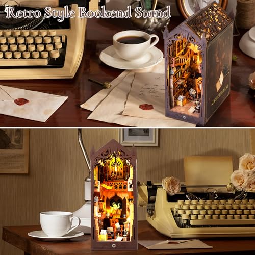 DIY Book Nook Miniature Kit with Sensor Light & Dust Proof for Teens Adults