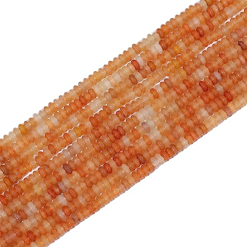 Natural Red Aventurine Disk Stone Beads 4x2mm 160pcs Rondelle Loose Semi Gemstone Beads for Jewelry Making Design (160 Count)
