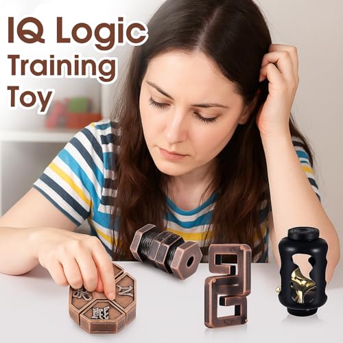 9 Pcs Metal Brain Teasers 3D Steel Puzzle Set (9 Count)