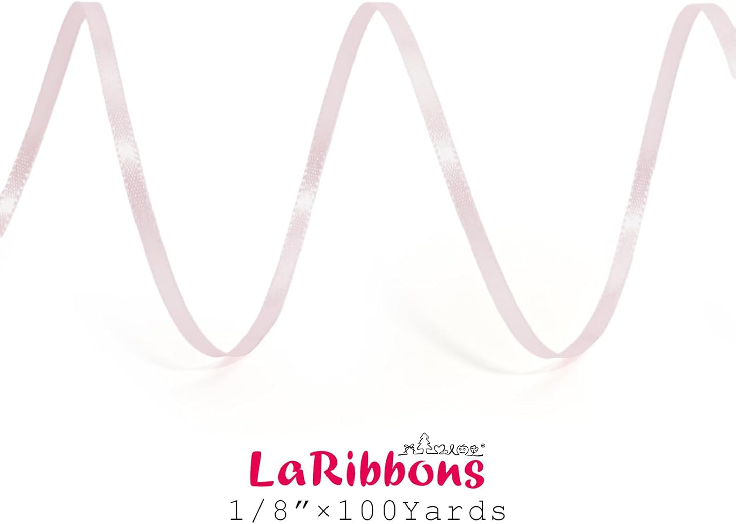 LaRibbons Light Pink Satin Ribbon 1/8 Inch 100 Yards Thin Luxury Double Faced Pink Silk Ribbon for Gift Wrapping Flower Bouquet Crafts Wedding BabyShower Decoration - Crafty Corner