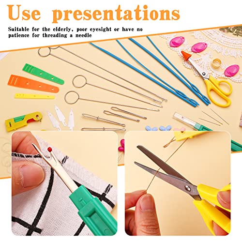 42 Pcs Drawstring Threader Tool Set Needle Threaders for Hand Sewing (42 Count)