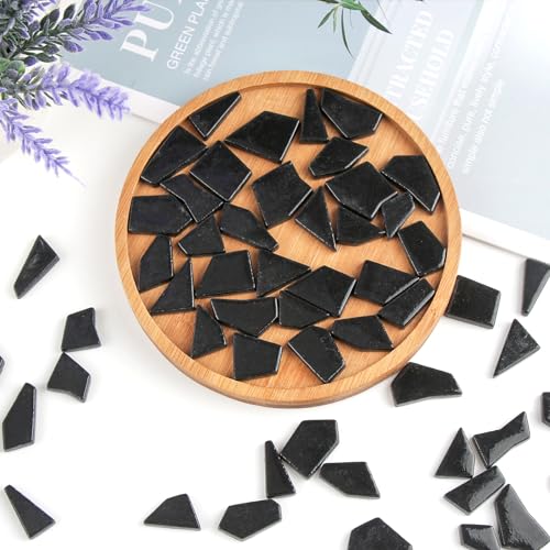 Black Glass Mosaic Tiles for Crafts Bulk (7.05 Ounce)