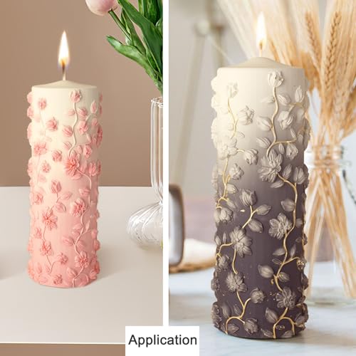 Floral Vine Pillar Thick Silicone Candle Molds